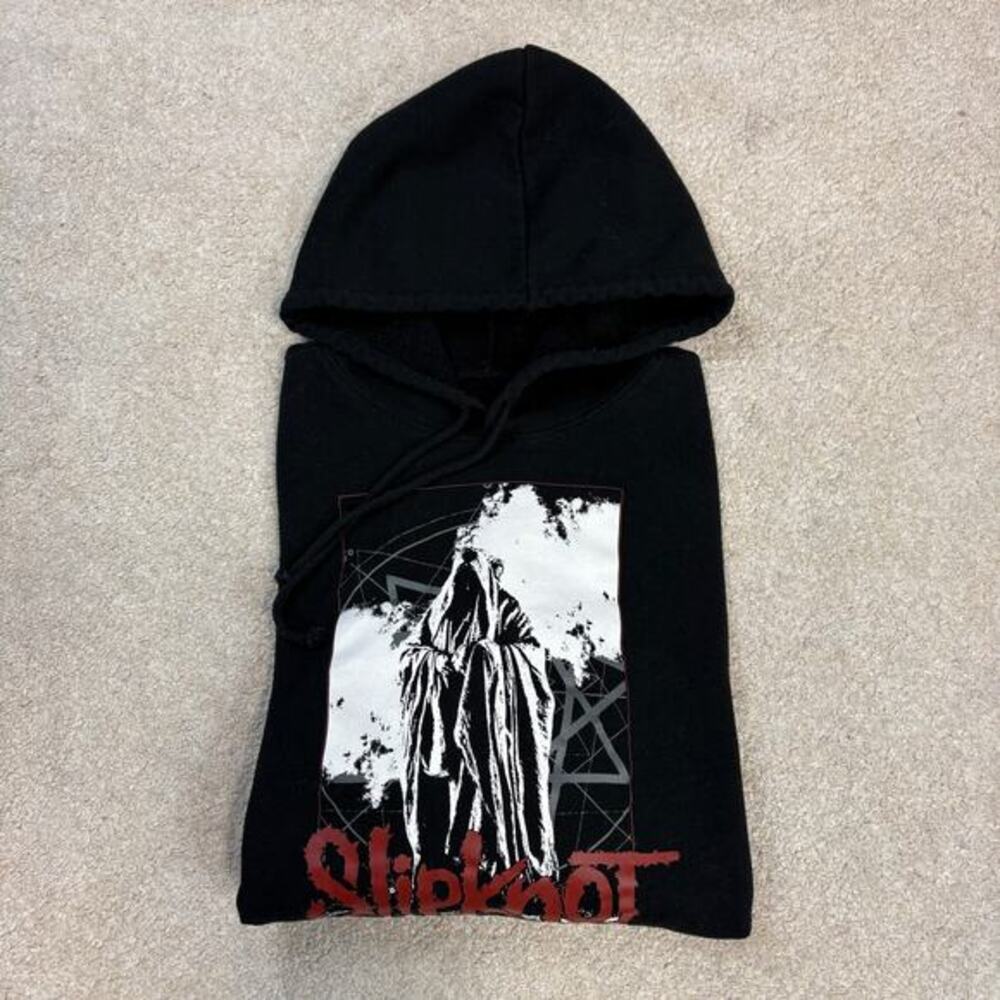 Slipknot Graphic Figure Hooded Crop Sweatshirt Black Size M